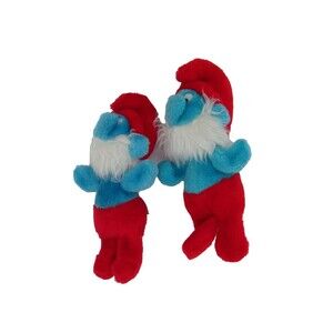 Papa Smurf 1981 VTG Stuffed Animal Plush Toy Peyo Wallace Berrie 80s (Set of 2)